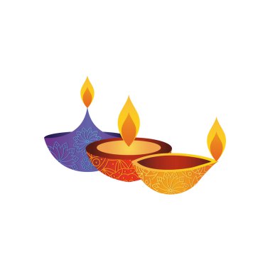 Diwali diyas ikonu, düz stil