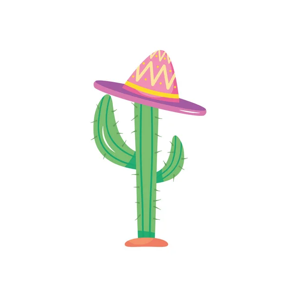 Cactus con icono de sombrero mexicano, estilo plano — Archivo Imágenes Vectoriales