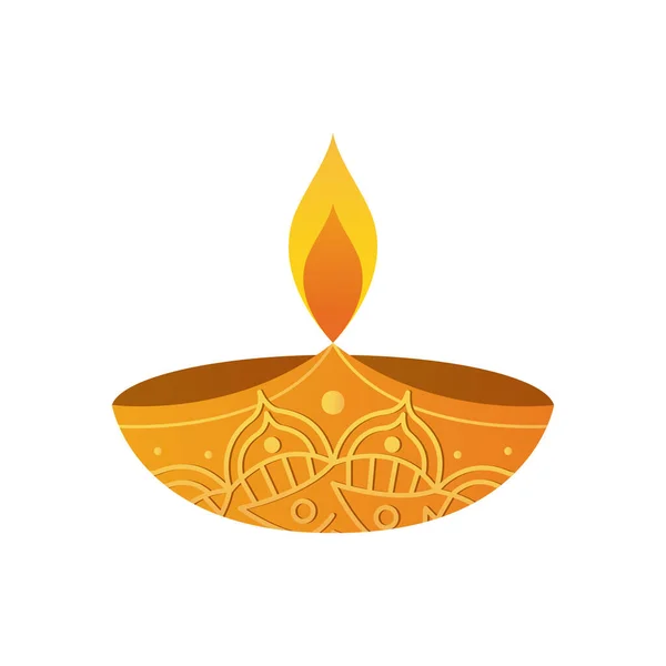 Diwali jaune icône diya, style plat — Image vectorielle