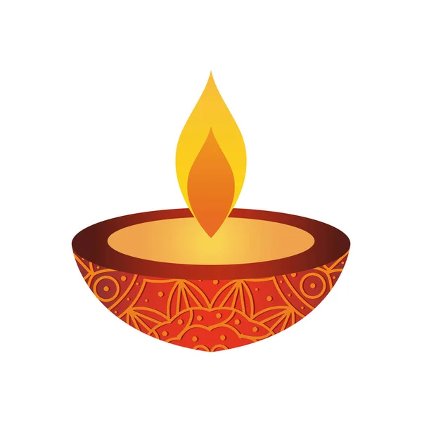 Icône diwali rouge diya, style plat — Image vectorielle