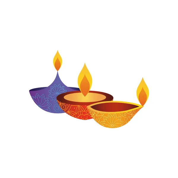 Icône de diwali diyas, style plat — Image vectorielle