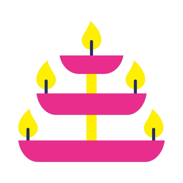 Diwali burning candles icon, flat style — Stock Vector