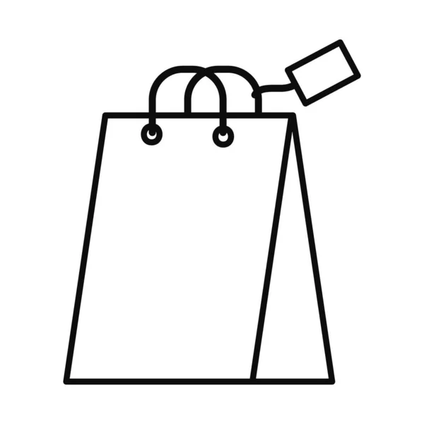 带有标签的购物袋,线条样式 — 图库矢量图片