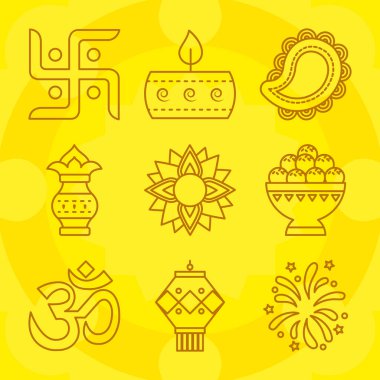 Ohm sembolü ve diwali ikonu, satır biçimi