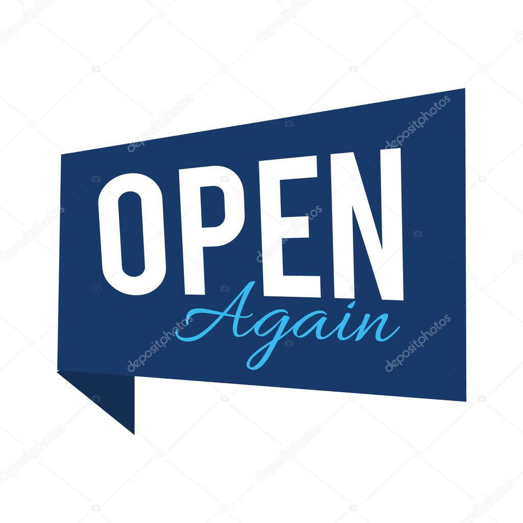 open again sign icon, flat style
