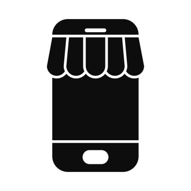 depolama çadırı simgesi olan akıllı telefon, siluet biçimi