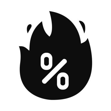 Yüzde simgesi, siluet biçimi olan alevler