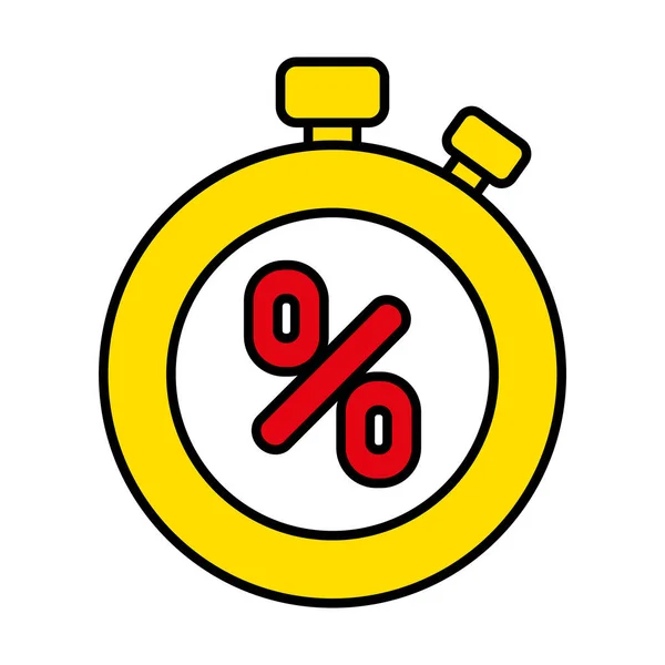 Chronometr z ikoną procentową, linią i stylem wypełnienia — Wektor stockowy
