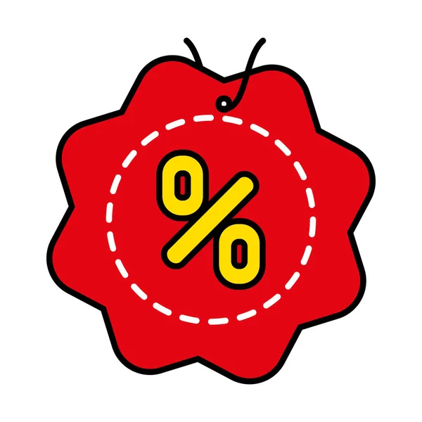 Pieczęć z ikoną symbolu procentowego, linia i styl wypełnienia — Wektor stockowy
