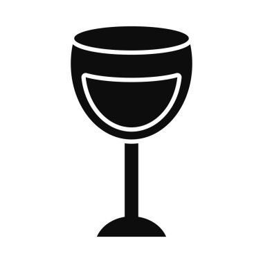 Şarap kadehi ikonu, siluet tarzı.