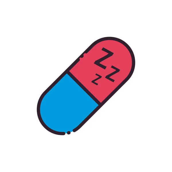 Línea de pastillas para dormir y relleno icono de estilo diseño de vectores — Archivo Imágenes Vectoriales