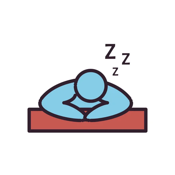 眠っている男のアバターラインと記入スタイルのアイコンベクトルデザイン — ストックベクタ