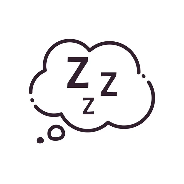 Línea de burbuja de nube dormida y diseño de vectores icono de estilo de relleno — Vector de stock