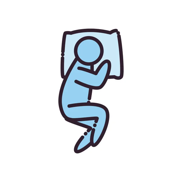 Аватар спящего человека лежит на линии подушек и заполнить стиль иконки векторный дизайн — стоковый вектор