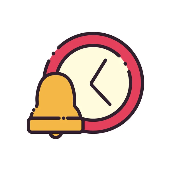 Campana y línea de reloj y relleno icono de estilo diseño de vectores — Vector de stock