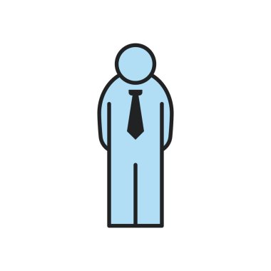 Kravat çizgisi olan ve biçim ikonu vektör tasarımını dolduran avukat