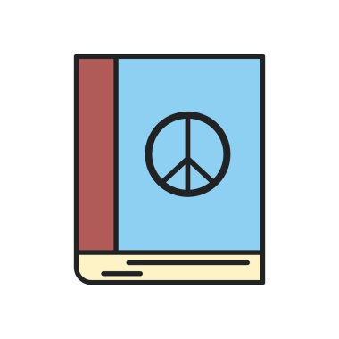 Barış ve aşk kitabı satırı ve biçim ikonu vektör tasarımı
