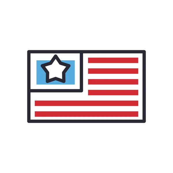 EUA bandeira linha e estilo de preenchimento ícone vetor design —  Vetores de Stock