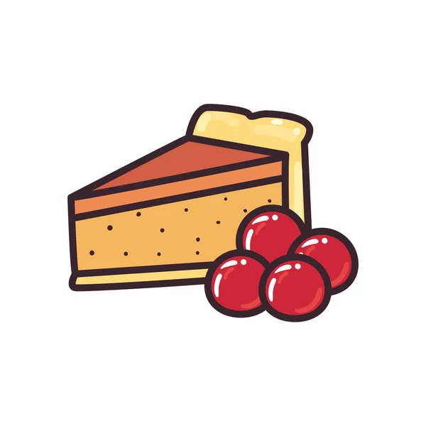 Süße Kuchen und Beeren Linie und Füllung Stil-Symbol Vektor-Design — Stockvektor