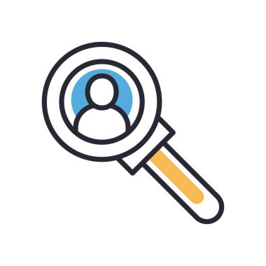 Lupe satırındaki kişi ve biçim ikonu vektör tasarımı