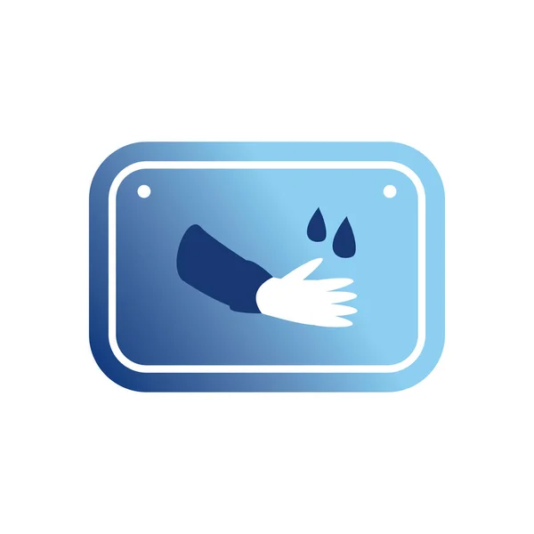 Lavado de manos con gotas en el diseño de vectores de iconos de estilo degradado de señales de tráfico — Vector de stock