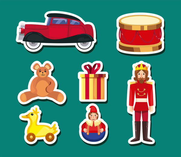 весёлые рождественские игрушки с векторным дизайном