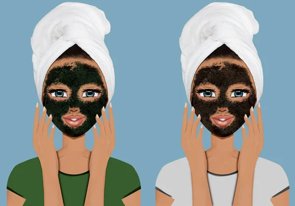 Menina Skincare Clipart — Fotografia de Stock