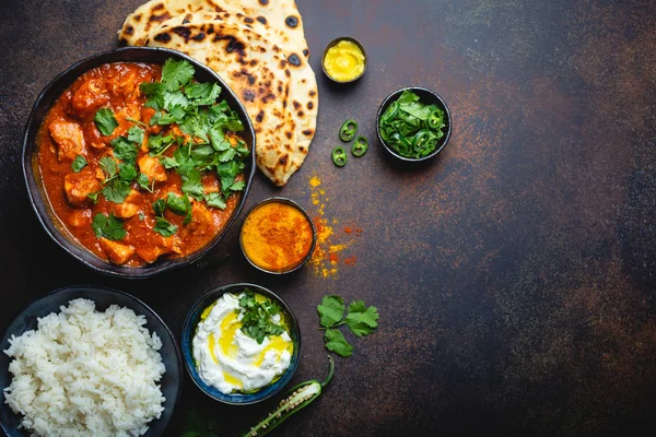 Traditional Indian Dish Chicken Tikka Masala Space Text Spicy Curry — Stock Photo, Image
