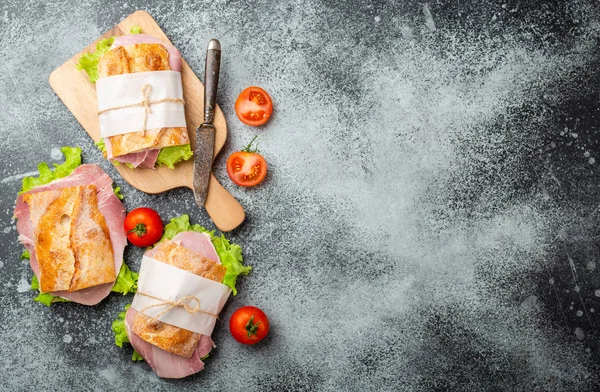 Öğle yemeği için taze ciabatta sandviç — Stok fotoğraf