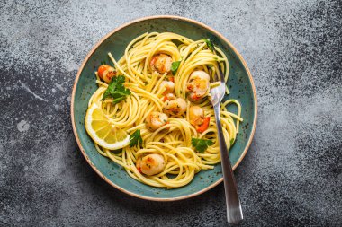 Pasta with seafood clipart