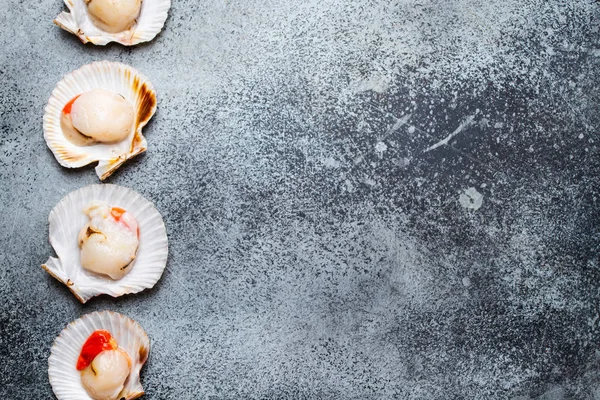Raw fresh uncooked scallops — Stock Photo, Image