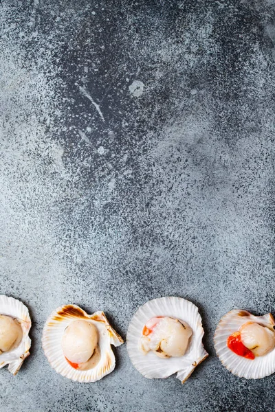 Raw fresh uncooked scallops — Stock Photo, Image