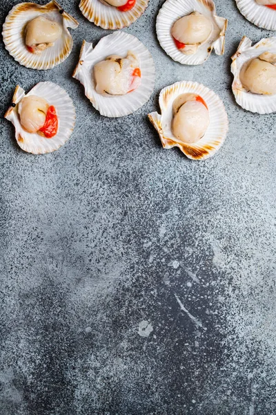 生新鲜未煮熟的扇贝 — 图库照片