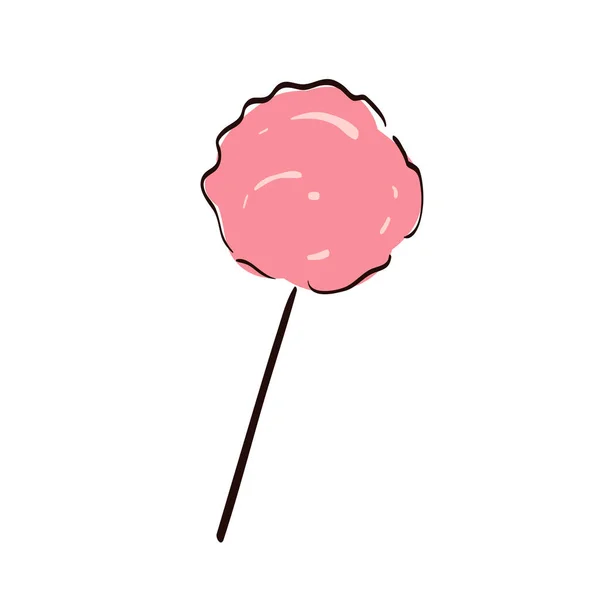 Ręcznie Rysowane Słodkie Różowe Waty Cukrowej Naklejka Kawajami Słodycze — Zdjęcie stockowe