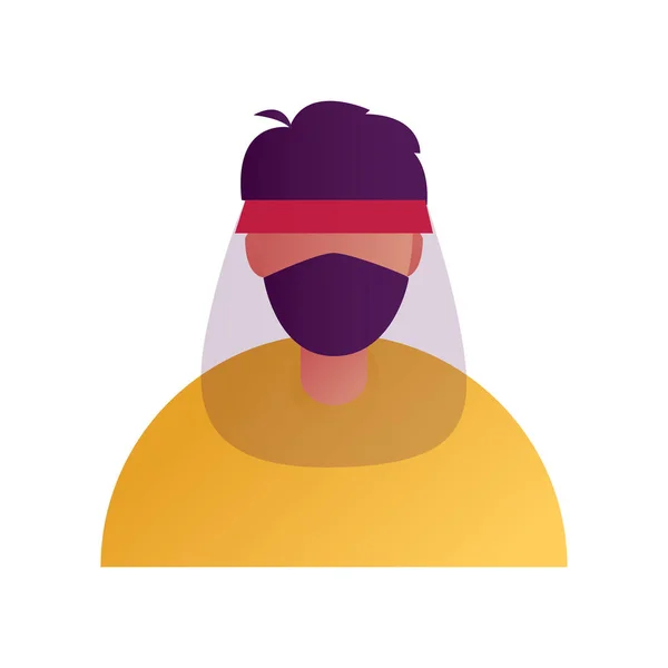 Illustration people wearing mask and face shield for cover his face for droplets. face shield icon.