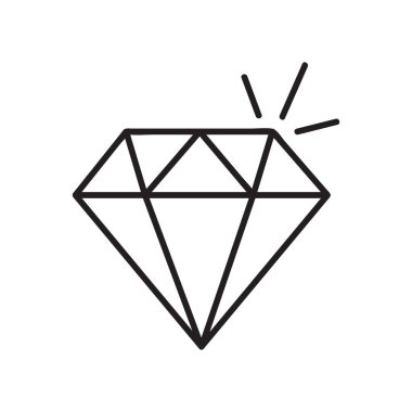 Elmas ikonu. Web tasarımı ya da mobil uygulama için tek bir yüksek kalite elmas tasarımı sembolü. Tasarım logosu, ziyaret kartı vb. için ince çizgili eğitim işaretleri. Okulun ana hatları..