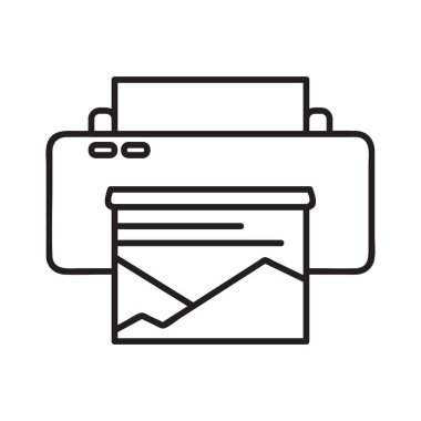 Yazıcı simgesi. Web tasarımı veya mobil uygulama için tek bir yüksek kalite ana hat sembolü. Tasarım logosu, ziyaret kartı vb. için ince çizgili eğitim işaretleri. Okul ya da ofis logosu.