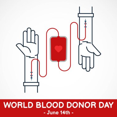 Dünya kan bağışı günü vektörü, 14 Haziran. Kan bağışı günlerinde kampanya için pankart ya da poster tasarımı olarak kullanılabilir.