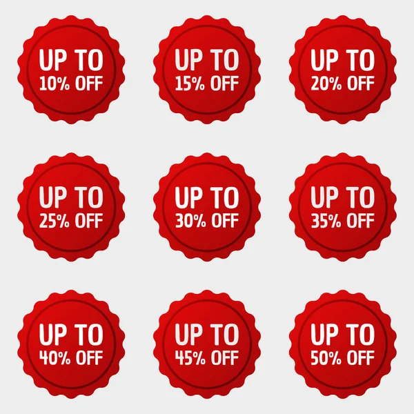 Set Collection Red Discount Stickers Vector Collection — Stock Vector