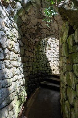 Portekiz, Madeira, Funchal 'daki Monte Palace Tropikal Bahçesi' ndeki taş tünel