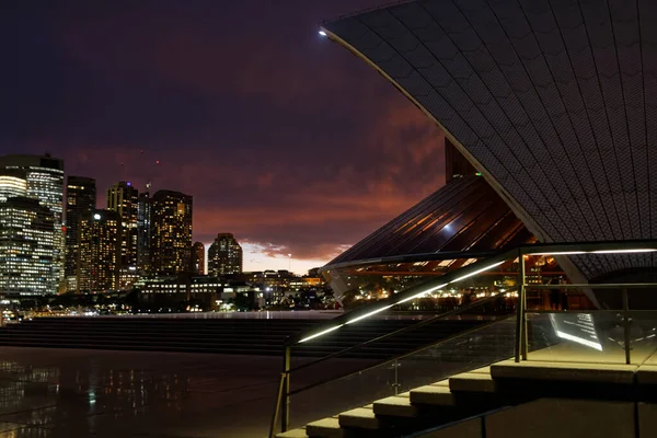 2016 Sydney Opera House Sydney Australia Tramonto Con Cielo Drammatico — Foto Stock