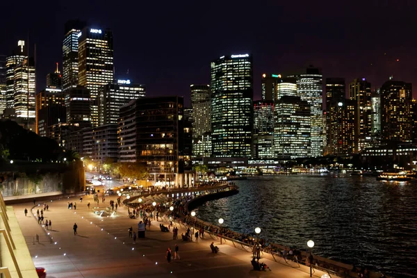 Sydney Nsw Austrália Maio 2016 Circular Quay Cbd Iluminado Passeio — Fotografia de Stock