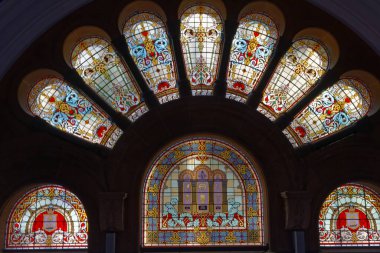 Sydney, NSW, Avustralya-3 Mayıs 2016: Kraliçe Victoria Binası 'nda lekeli cam pencereler.