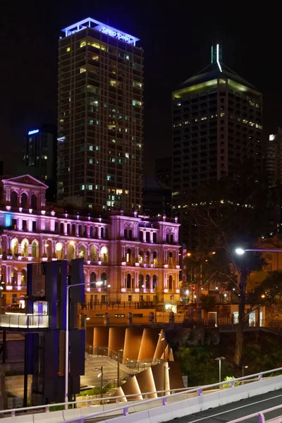 Brisbane Qld Australia April 2016 Brisbane Waterfront Night Brightly Colourfully — Stock Photo, Image