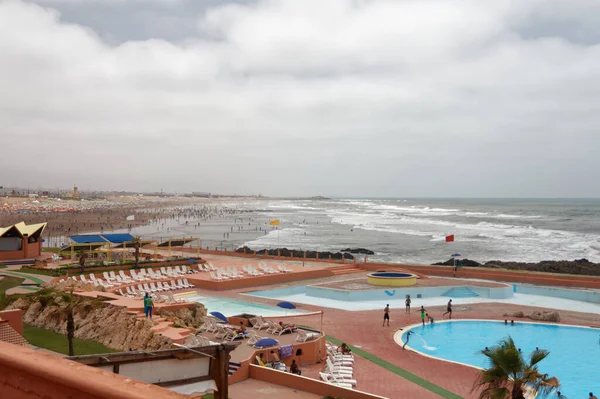 Sección Comercial Del Distrito Playa Casablanca Con Cafeterías Piscinas Gimnasios — Foto de Stock