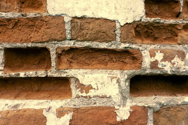 Texture of dilapidated red brickwork for background — Stock Photo, Image