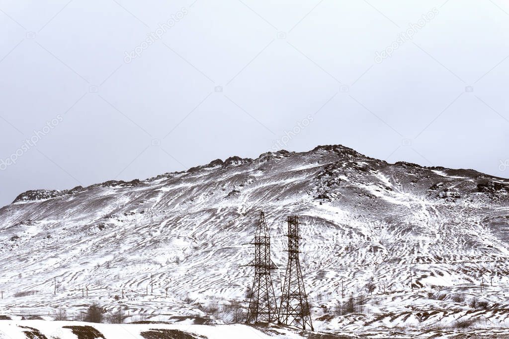 view of a snow-covered dump in the town of Karabash