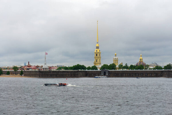 View of the Peter and Paul Fortress from the Neva river.