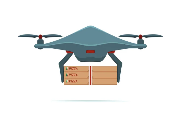 Drone Consegna Pizza Concetto Consegna Senza Contatto Drone Aria Remota — Vettoriale Stock