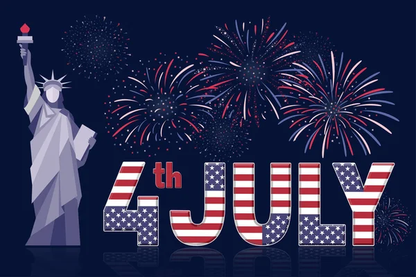 Banner Julho Ilustração Vetor Dia Independência Americana Julho Desenho Tipográfico — Vetor de Stock